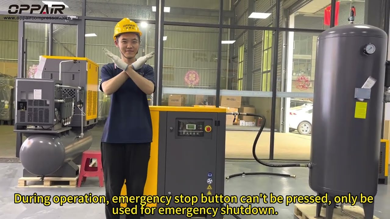 How to connect OPPAIR screw air compressor to air dryer/air tank/pipeline/precision filter? English