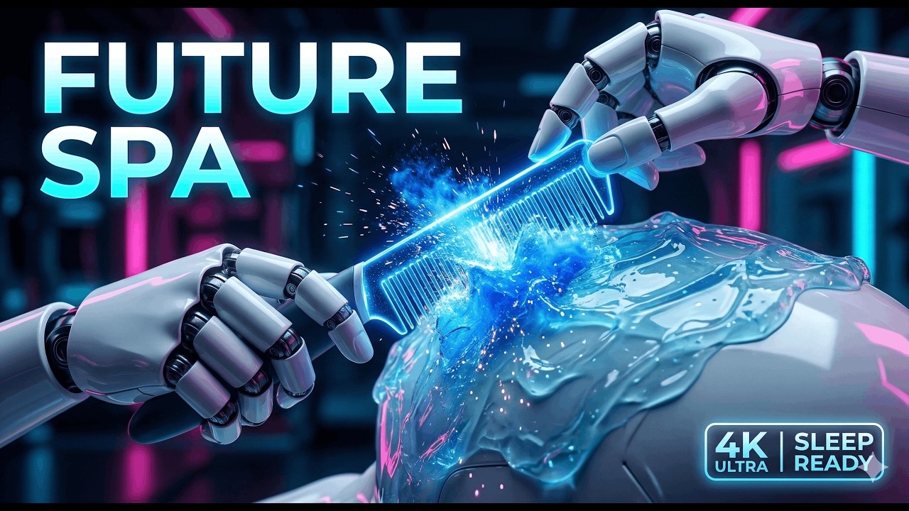 1 HOUR Cyber-Barber ASMR 🤖 Laser-Comb & Shaving Gel | 4K Futuristic Spa Loop
