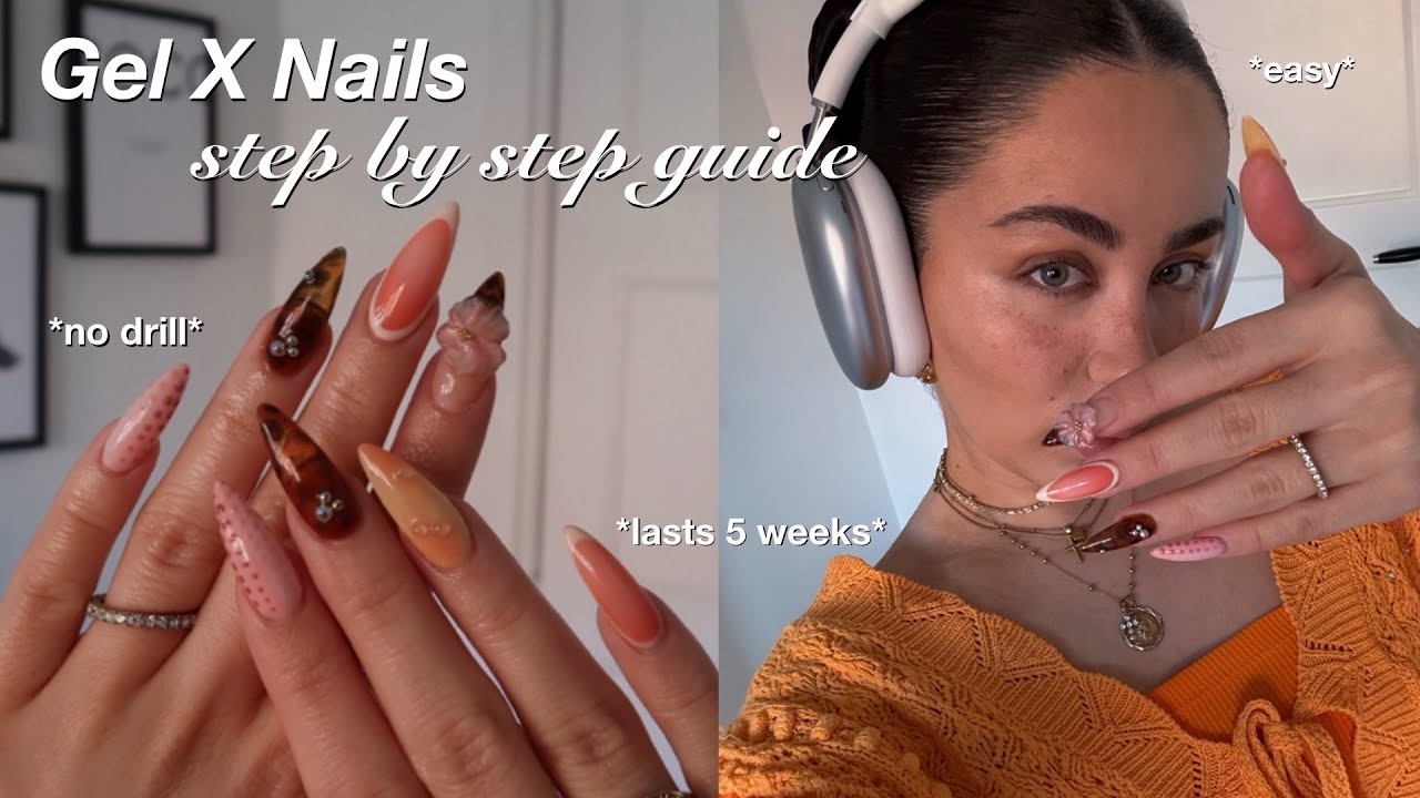 Gel X Nails tutorial *NO DRILL*  💅🏼 + pinterest inspired spring nail design 🌸
