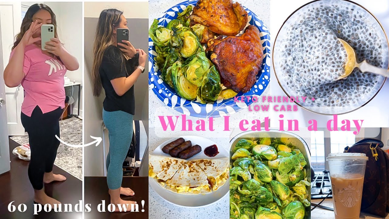 WHAT I EAT IN A DAY *KETO* | HOW I LOST 60 lbs + CHIA PUDDING, STARBUCKS + AIR-FRIED CHICKEN!