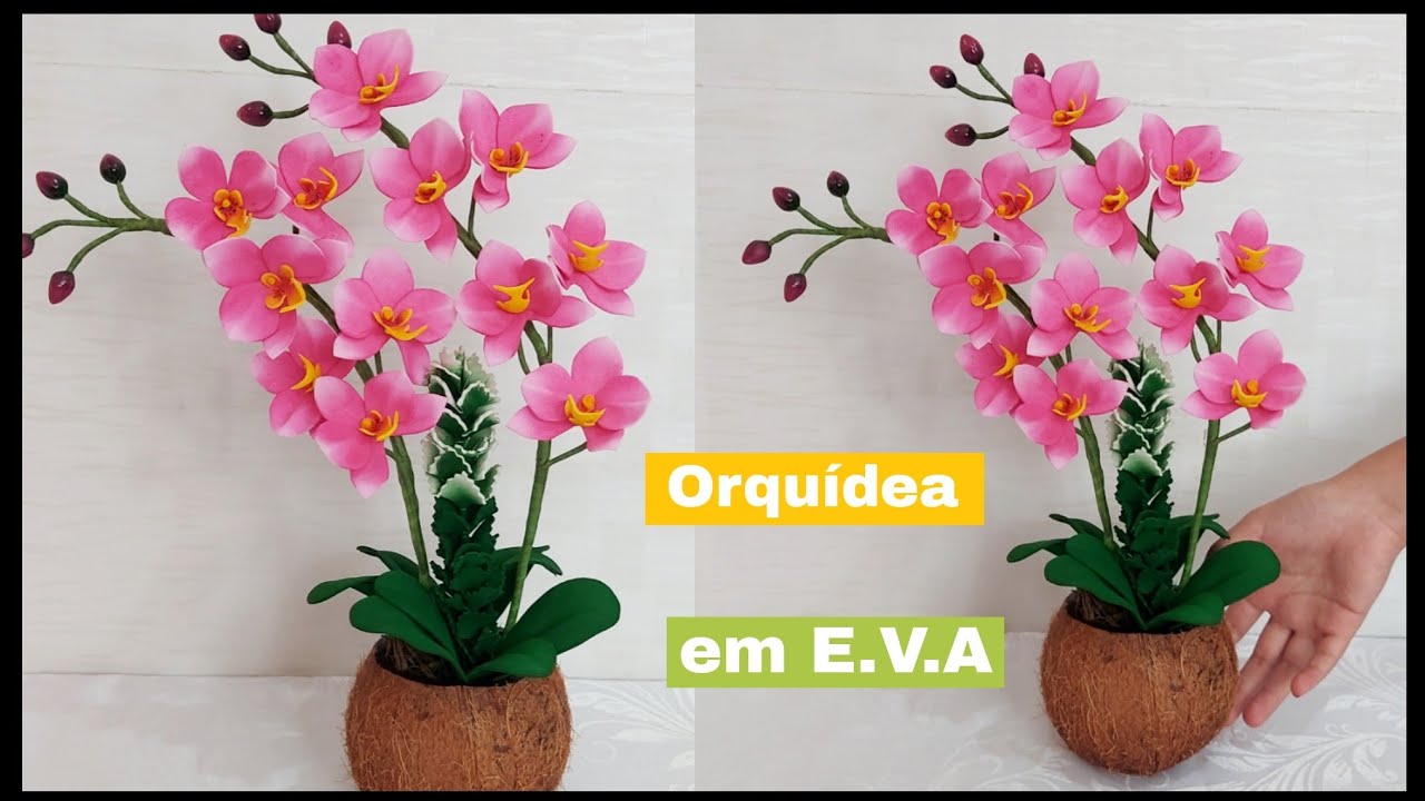 Orquídea phalaenopsis miniatura, em E.V.A, sem frisador
