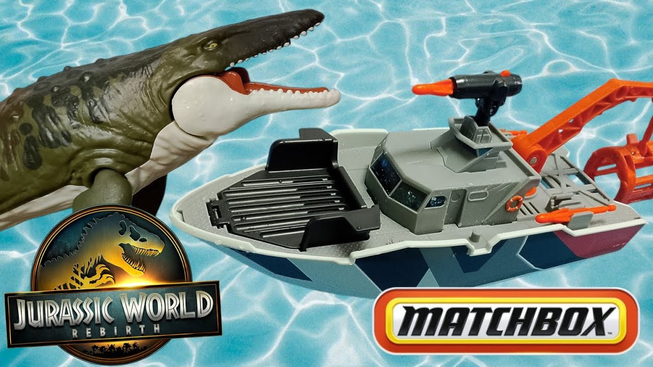 Matchbox Jurassic World Rebirth | Mosasaur & Rescue Boat Action Playset