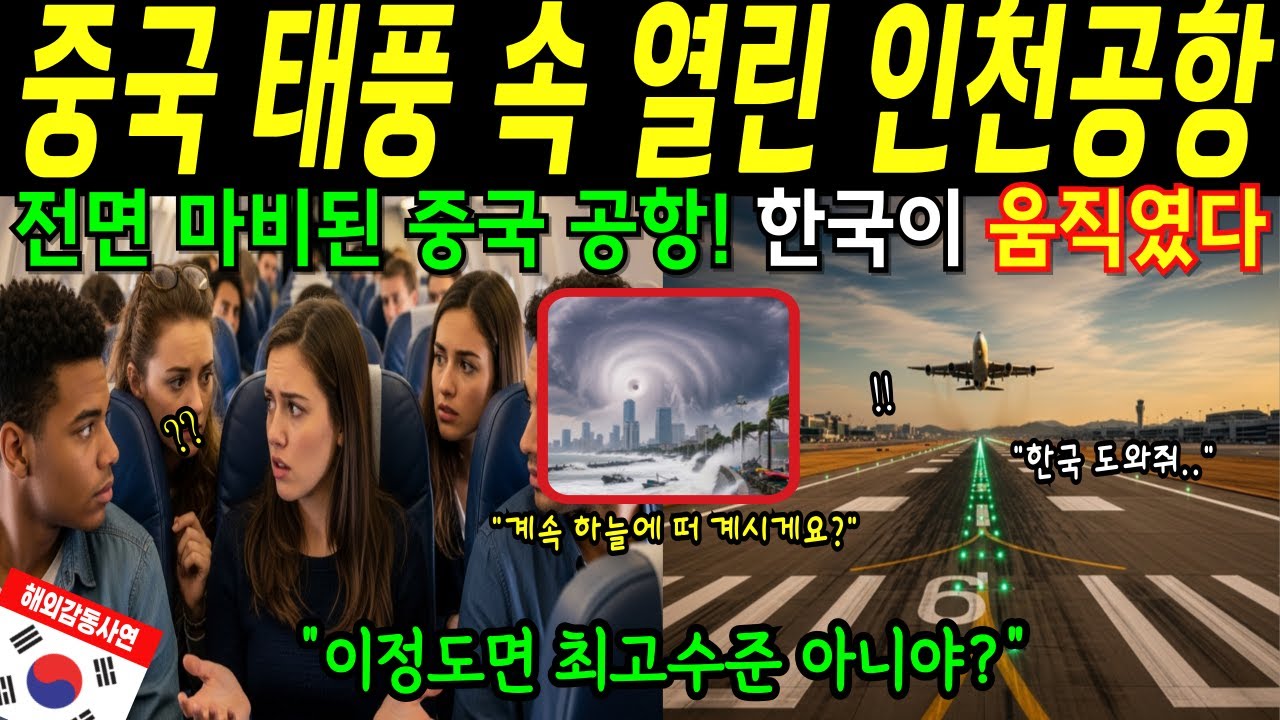 [해외감동사연] 태풍에 막힌 중국, 인천공항만 움직였다! 프랑스 학생이 눈물흘린 이유, 전세계도 인정한 놀라운 한국공항