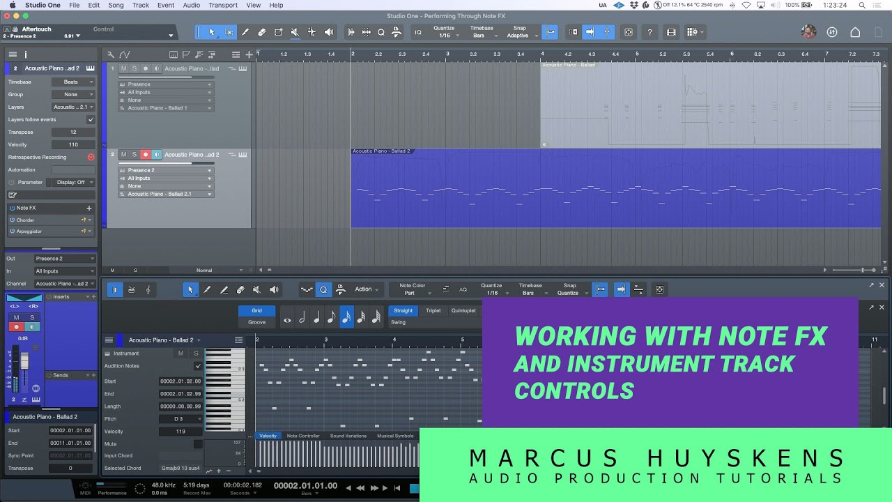 Performing THROUGH Note Fx & Track Controls in PreSonus Studio One