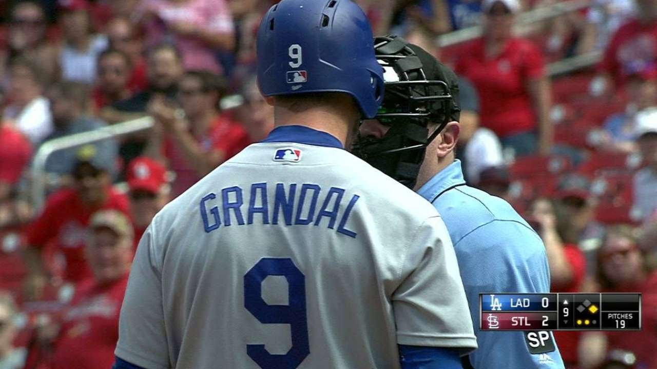 LAD@STL: Grandal gets ejected after arguing at home