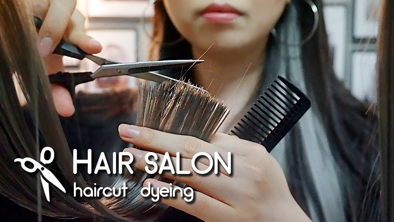 ASMR Relaxing Hair Salon🖤 Haircut, Ash Grey Dye, Shampooing