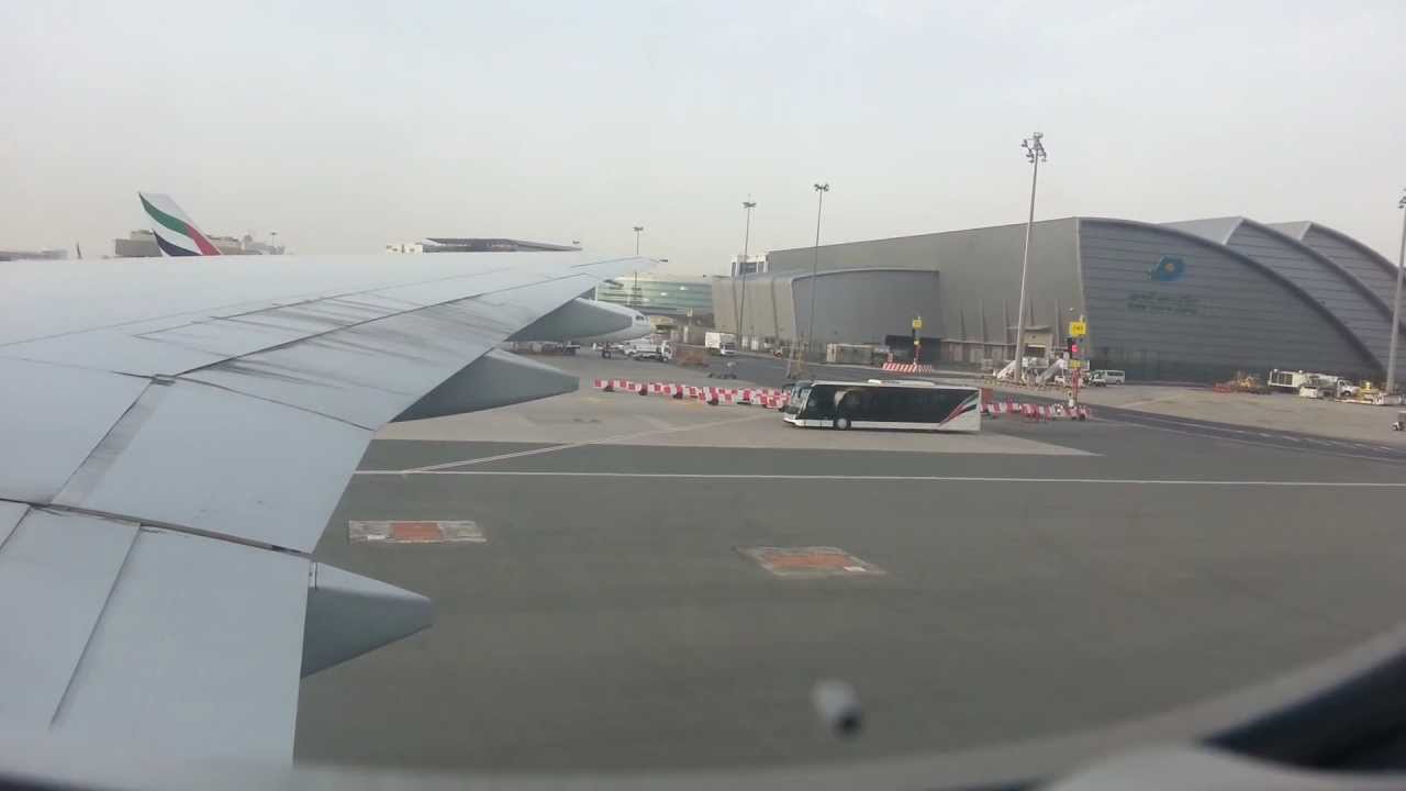 Emirates 777-300, Push Back, taxi and Take off from Dubai.mp4