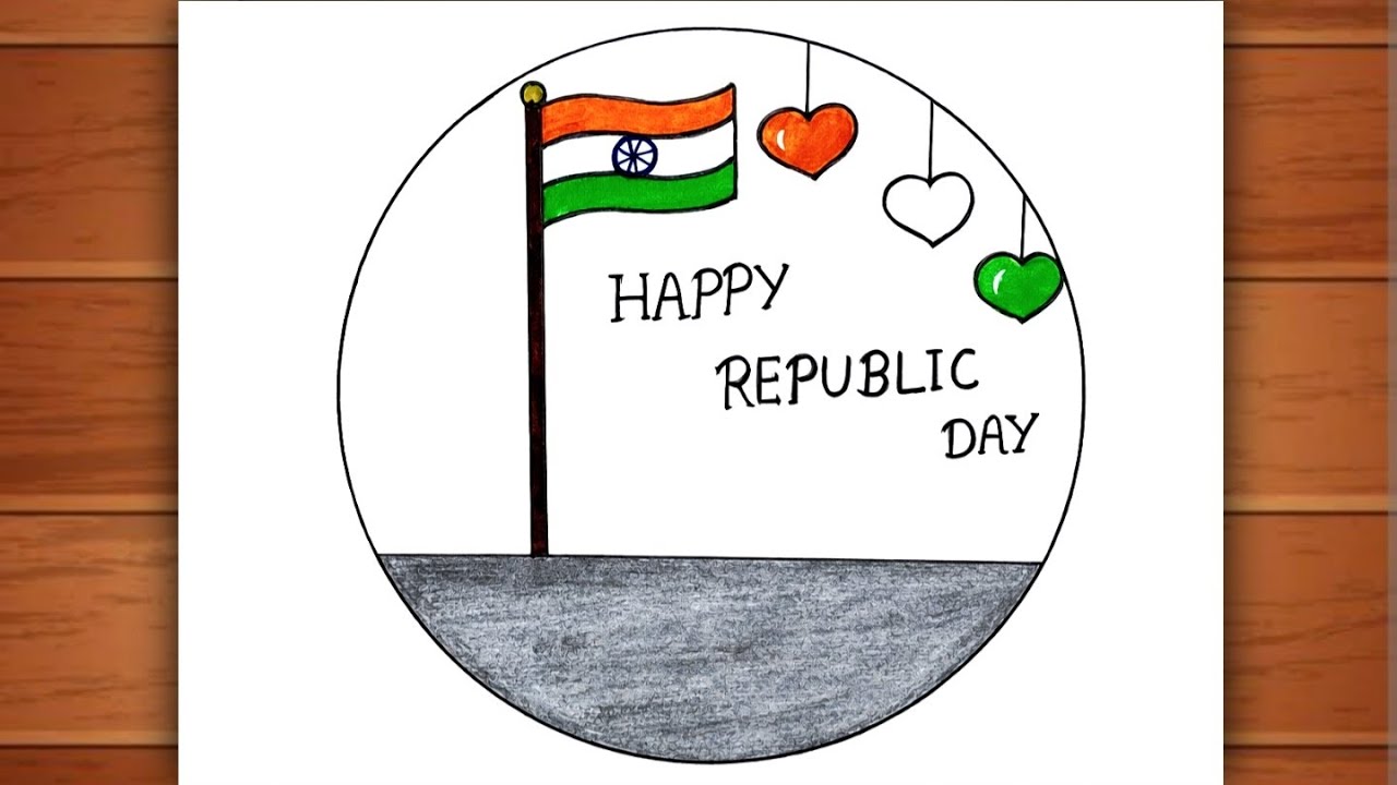 Republic day drawing easy | Beautiful circle scenery drawing | 26 January drawing easy | Indian flag