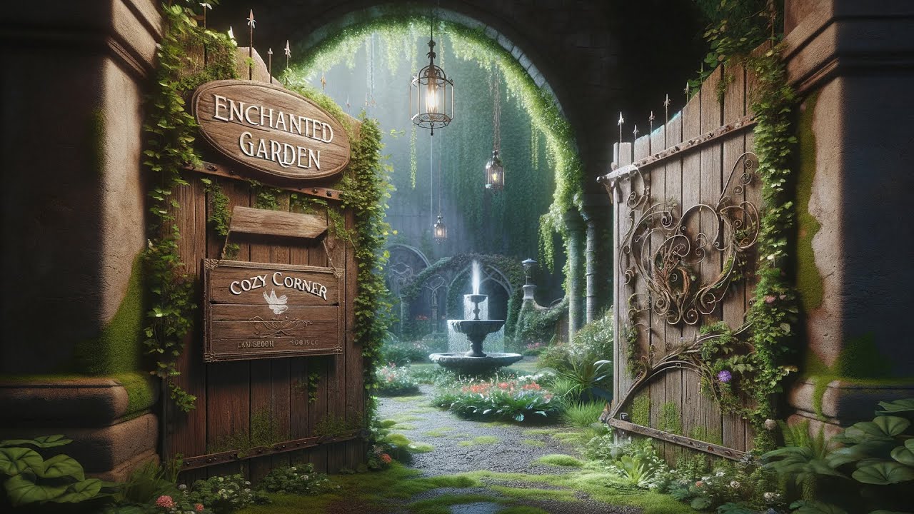 Enchanting English Garden: Relaxing Spring Day with Soothing Fountain Sounds