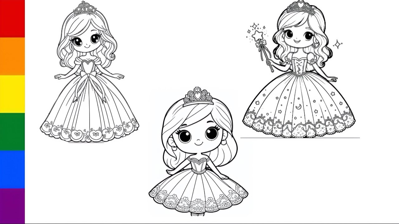 Princesses drawing for kids and toddlers | Easy drawings for kids 