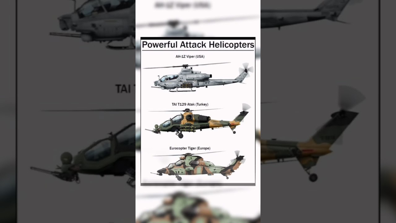 Powerful Attack Helicopters: AH-1Z Viper vs T129 Atak vs Eurocopter Tiger Comparison