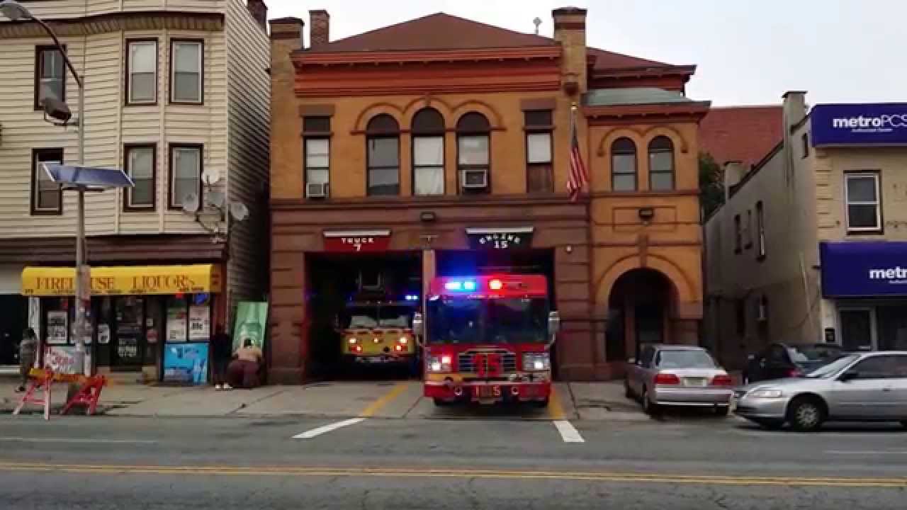 NEWARK, NJ FIRE TRUCKS RESPONDING FROM THE HOUSE (2014)