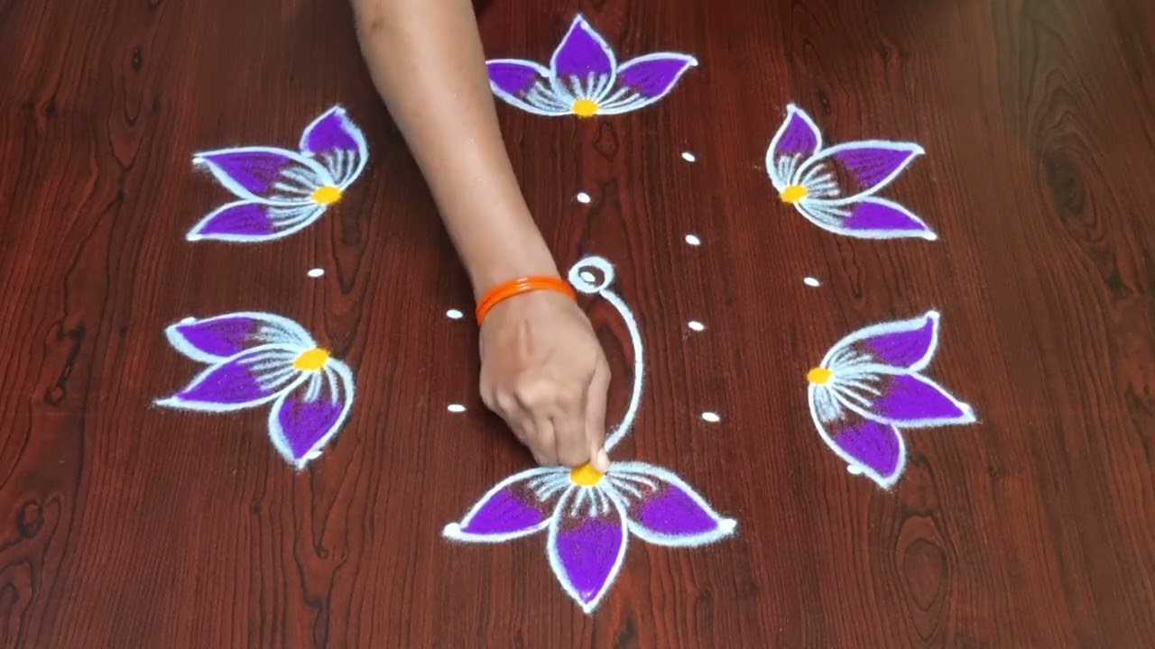 Flowers rangoli || diwali rangoli || daily rangoli ||