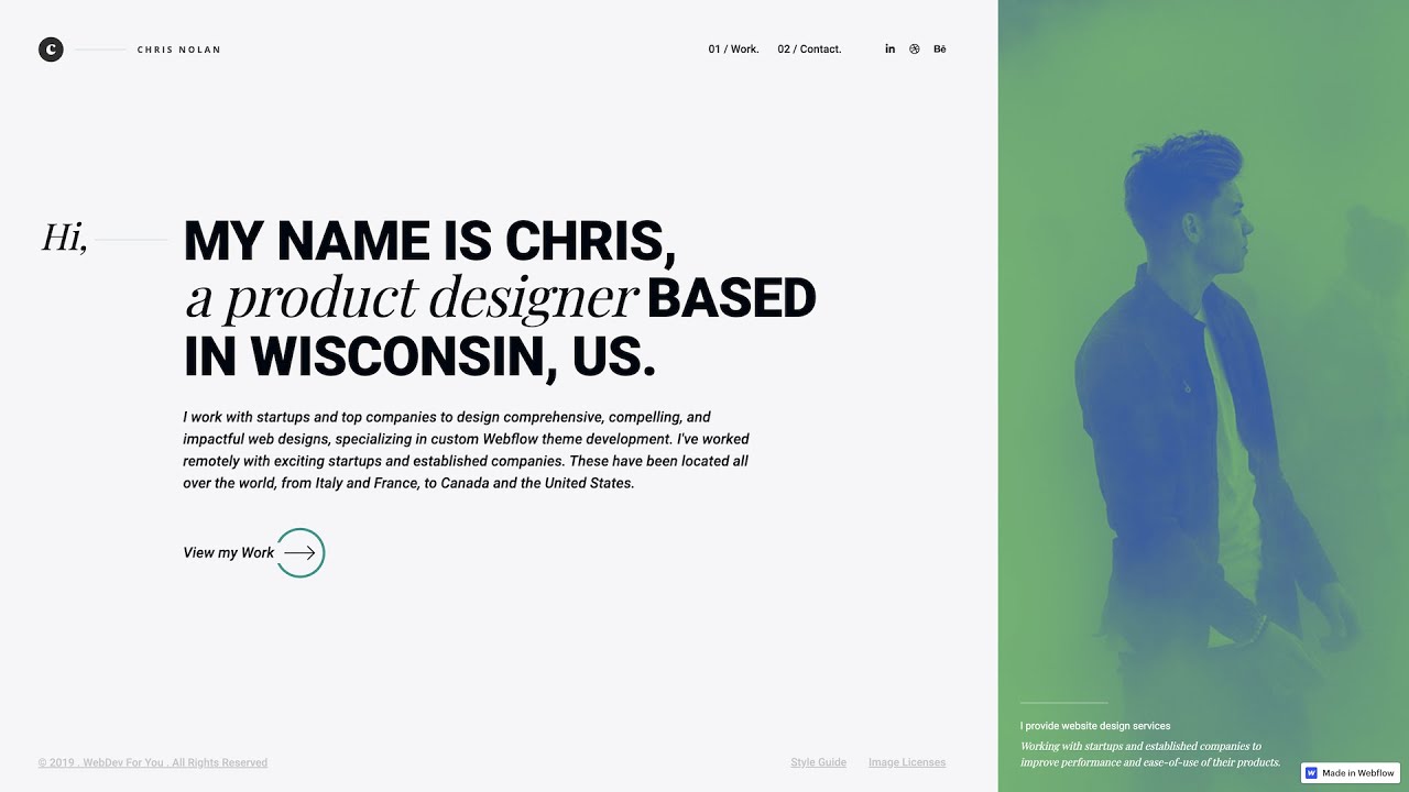 FREE Webflow Portfolio Template | Christopher Nolan | Quick Overview