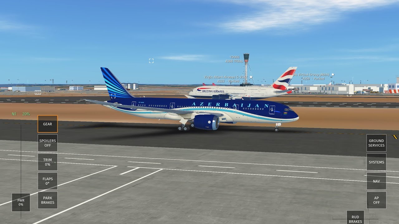 Infinite Flight- Baku (UBBB) to London Heathrow (EGLL) Azerbaijan airlines 787-8