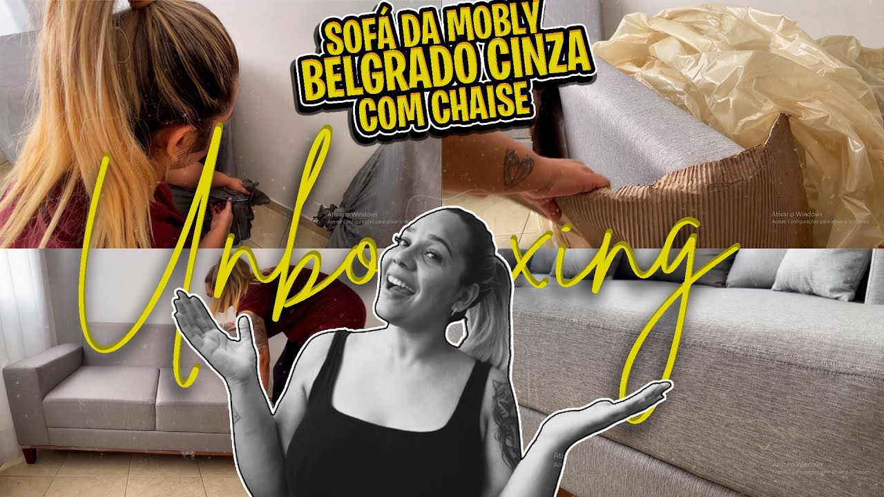 UNBOXING e MONTAGEM Sofá da Mobly | Belgrado 3 lugares Linho cinza com chaise esquerdo | Detalhes
