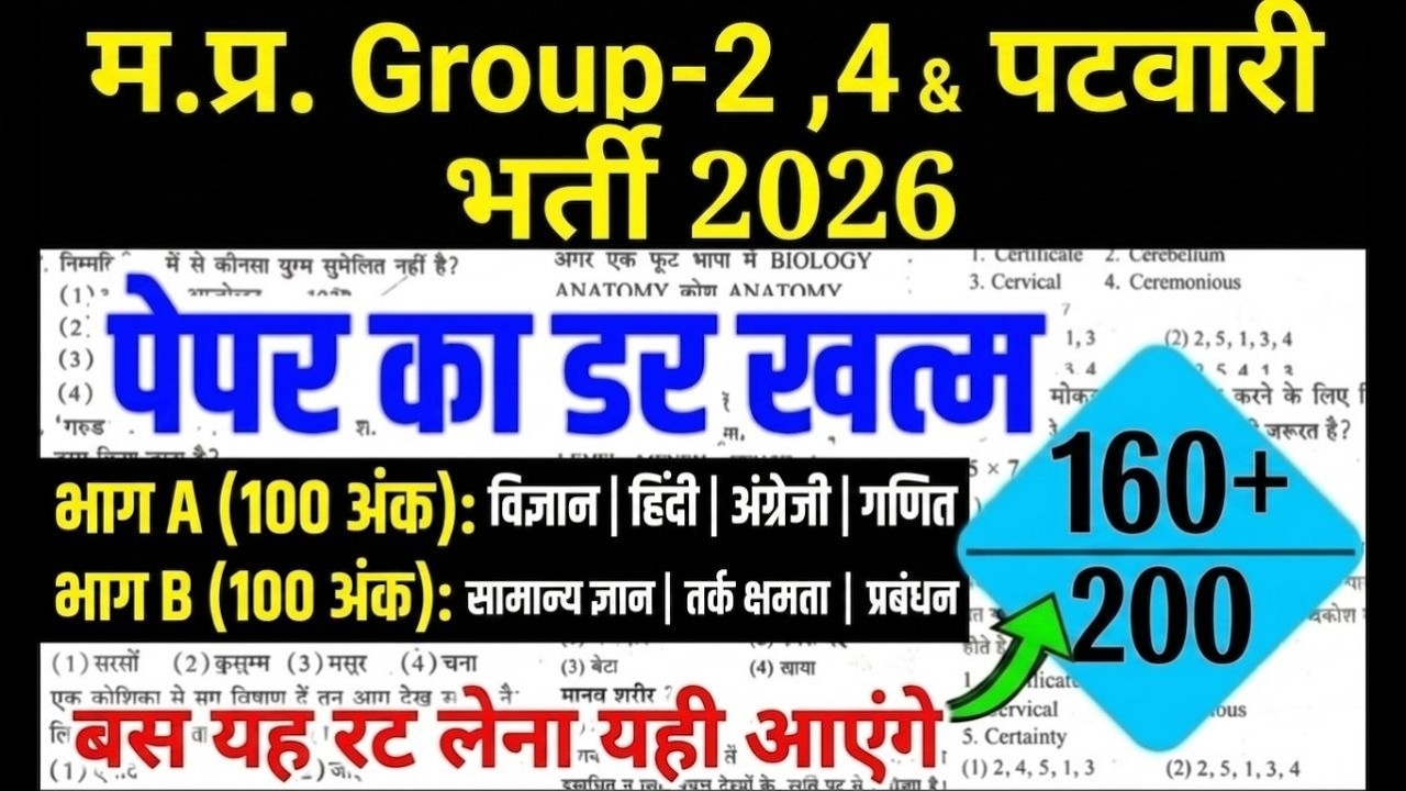 MP Group 2, 4 & Patwari 2026: पेपर का डर खत्म! | 160+/200 की पक्की तैयारी