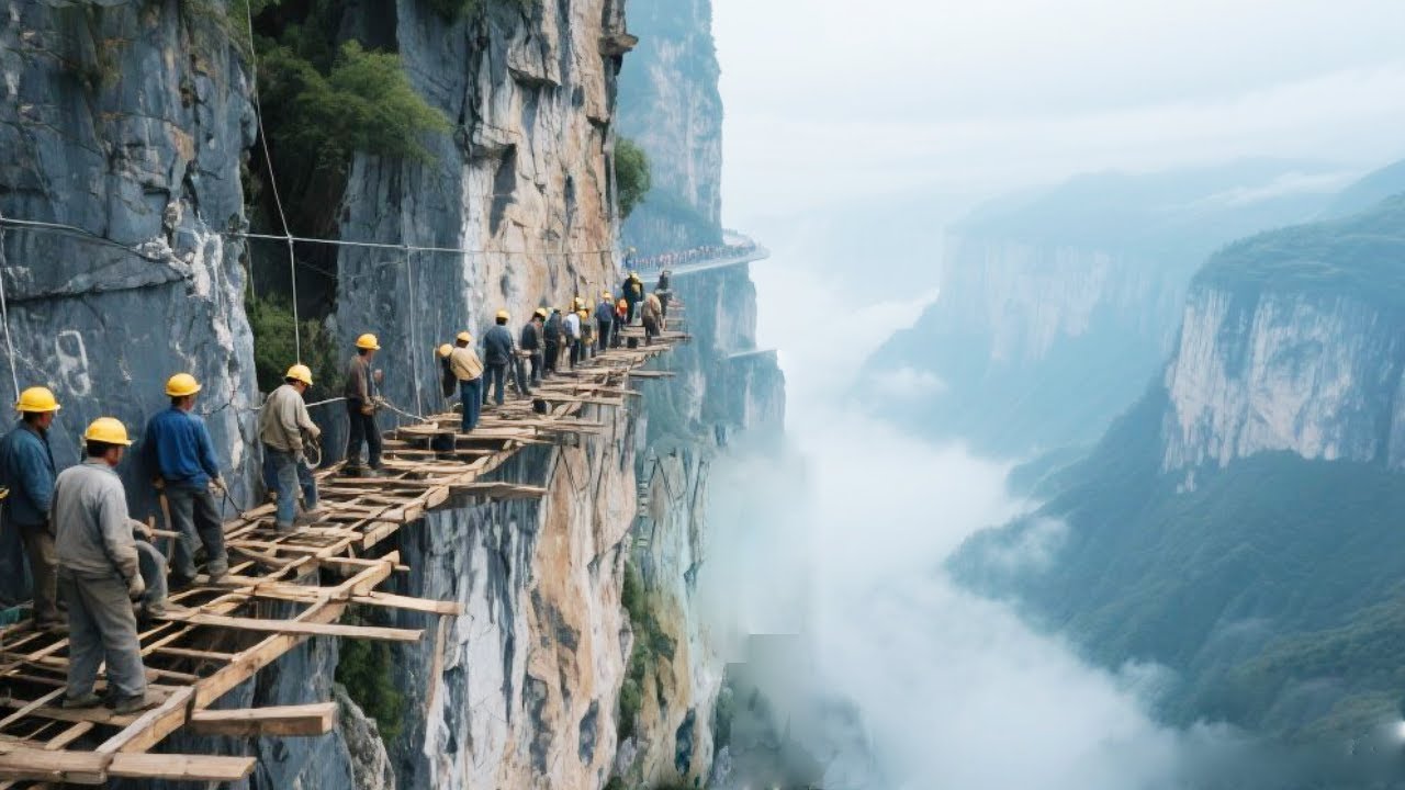 重庆发现挂在悬崖上的挂壁公路，旁边就是1500米的峡谷深渊，走在上面胆战心惊【乡村阿泰】