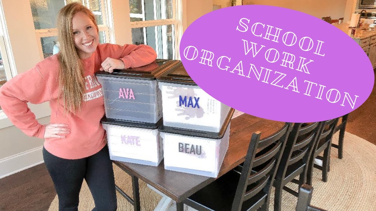 SCHOOL WORK ORGANIZATION \\ diy organizational bins for kids K2-12th grade