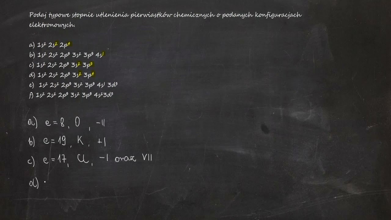 510. Podaj typowe stopnie utlenienia pierwiastków o podanych konfiguracjach elektronowych.