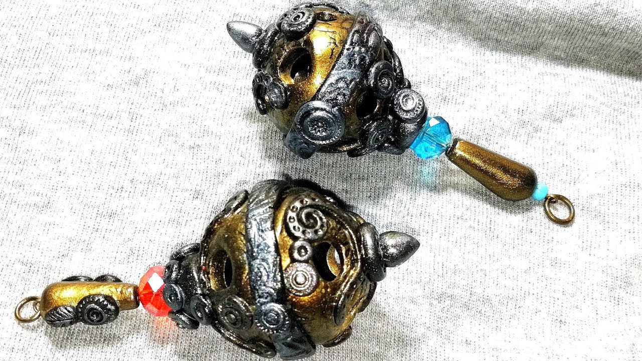 Polymer clay antique rattle pendant! Tutorial