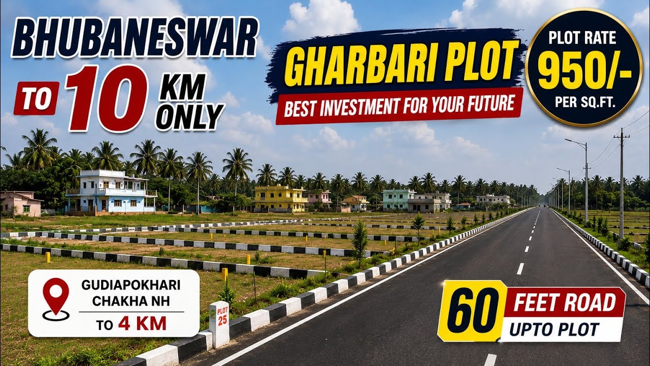 PLOT FOR SALE IN BHUBANESWAR PURI NH SIDE GHARBARI AFFORDABLE PRICE INVESTMENT 950/- 