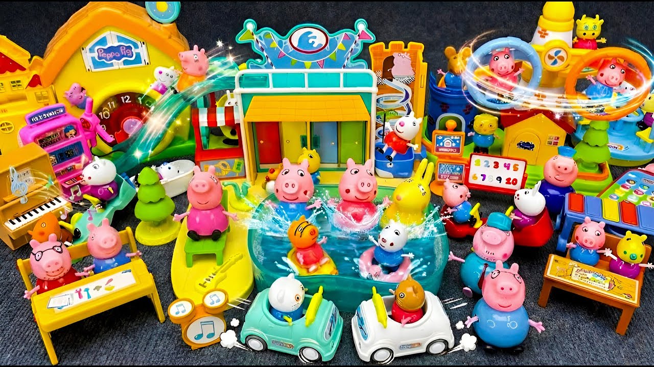 ASMR Unboxing PEPPA PIG Slide Water Park & School Toy Playset😍Satisfying Toys