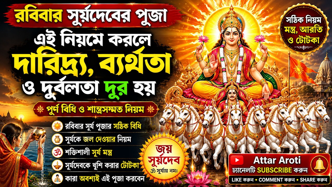 রবিবার সূর্যদেবের পূজা এই নিয়মে করলে দারিদ্র্য, ব্যর্থতা ও দুর্বলতা দূর হয়- পূর্ণ বিধি |