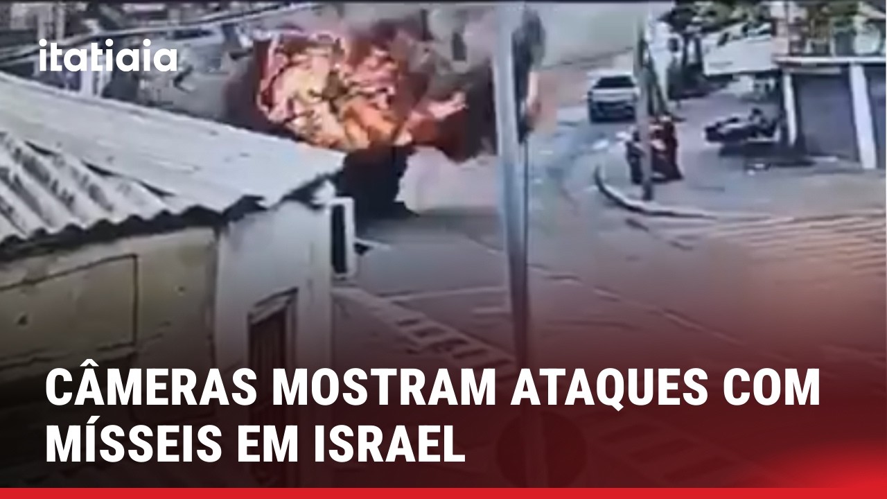 CÂMERAS DE SEGURANÇA MOSTRAM ATAQUES COM MÍSSEIS IRANIANOS EM ISRAEL