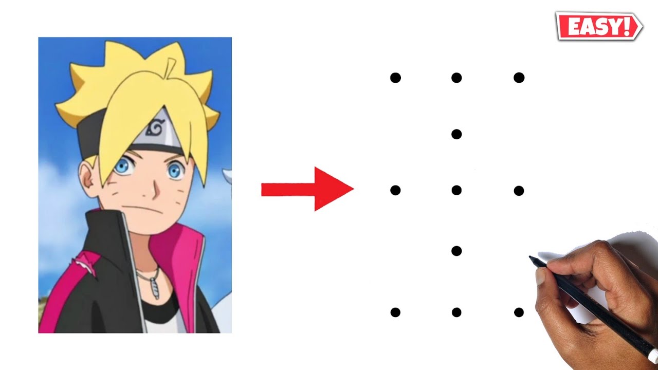 Boruto Uzumaki Drawing | How To Draw Boruto Uzumaki From Dots | Anime Drawing