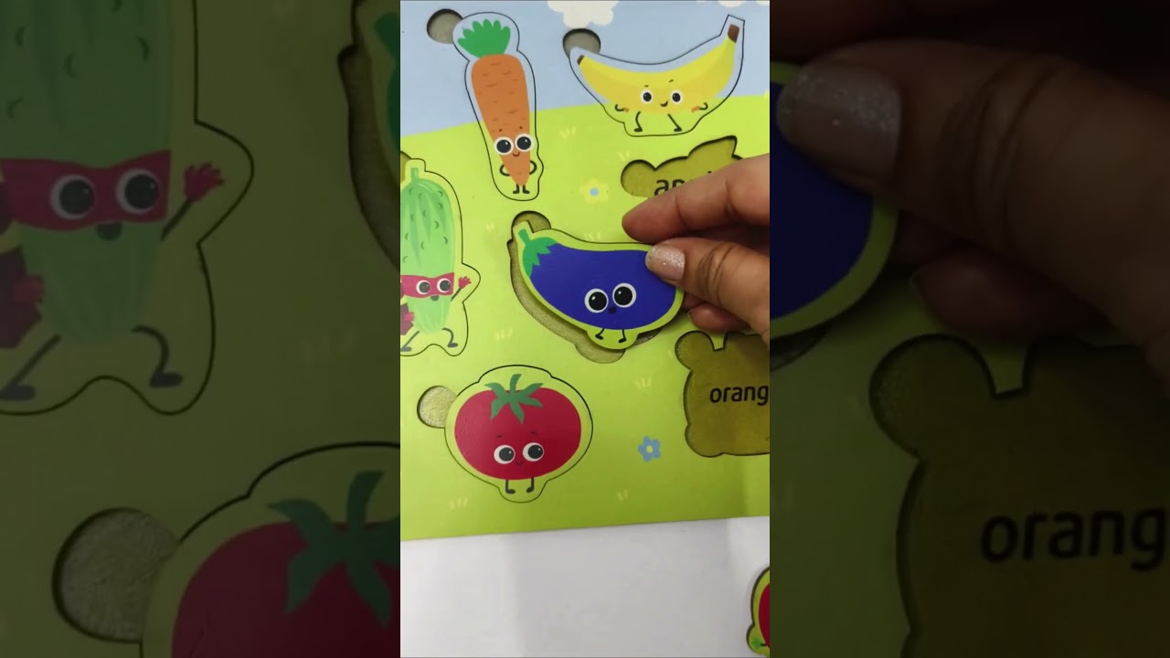 Fruits & vegetables Puzzle 🍏🍉🍇 #kidslearning #toddlerlearning #shorts