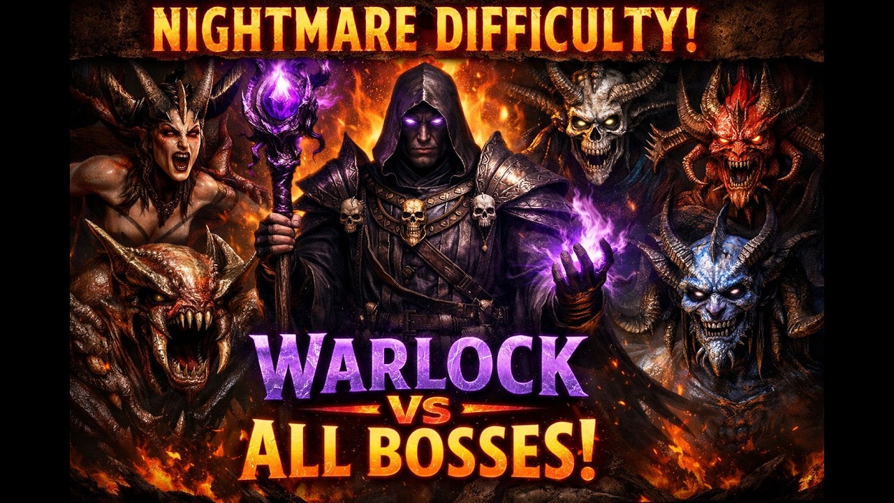 WARLOCK vs ALL BOSSES in D2R [Nightmare] inc. The Cow King | No Commentary