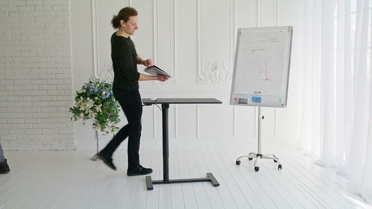 Tatkraft Bliss Airlift Table d'ordinateur portable assis-debout pneumatique avec roues