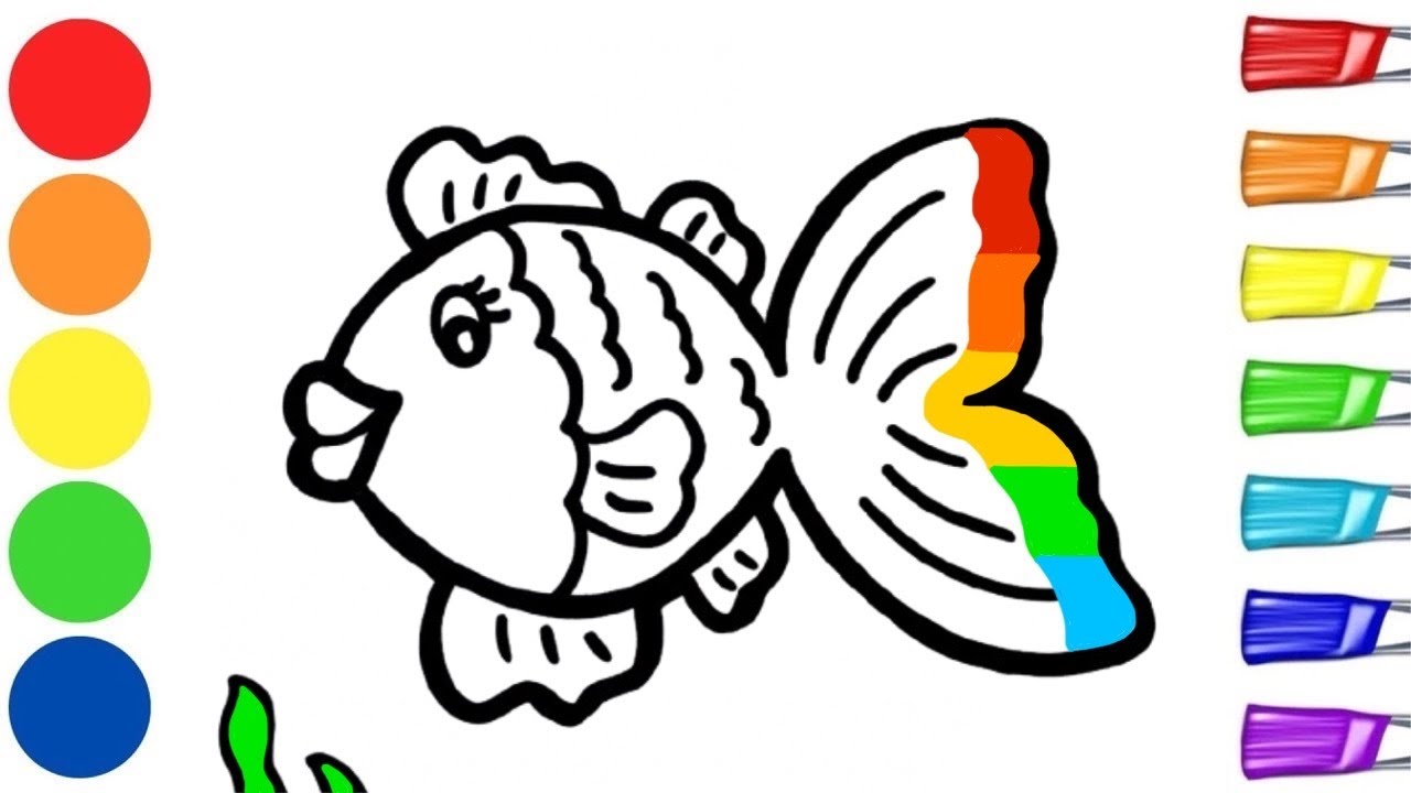 Как нарисовать милую рыбку 🐠🌈✨❤️ | Рисунок радужной рыбки | Пошаговый урок рисования