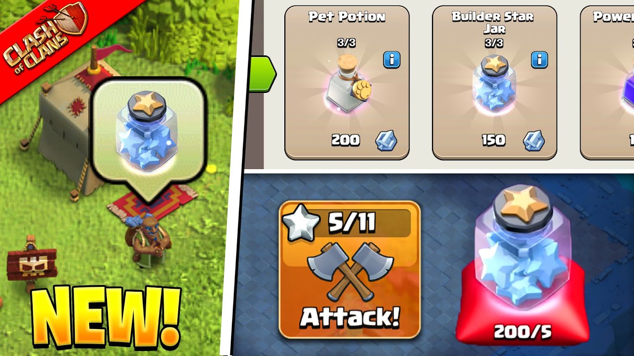 How to Use Builder Star Jar & Pet Potion in Clash of Clans | Using New Magic Items in Coc