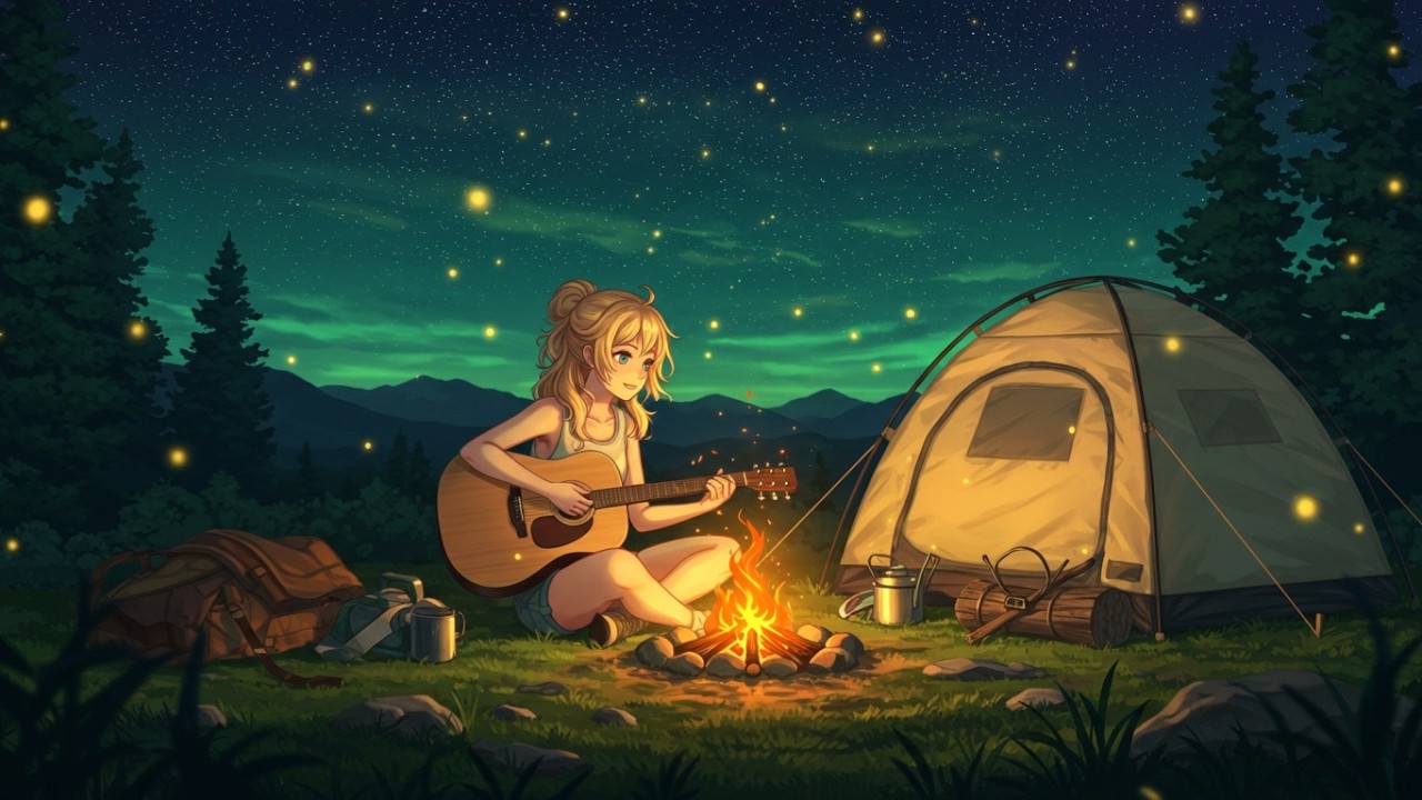 ( Playlist ) 🔥 한여름 밤의 캠핑 🎸 어쿠스틱 기타 | 어쿠스틱 로파이 | 힐링음악 휴식음악 감성음악 | MonicaLofi