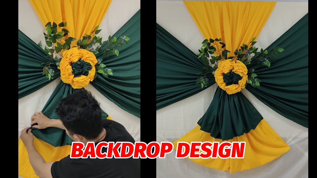 BACKDROP DESIGN WITH TWO COLORS COMBINATION AND FLOWER FOLD DESIGN TABLE SKIRTING TUTORIAL