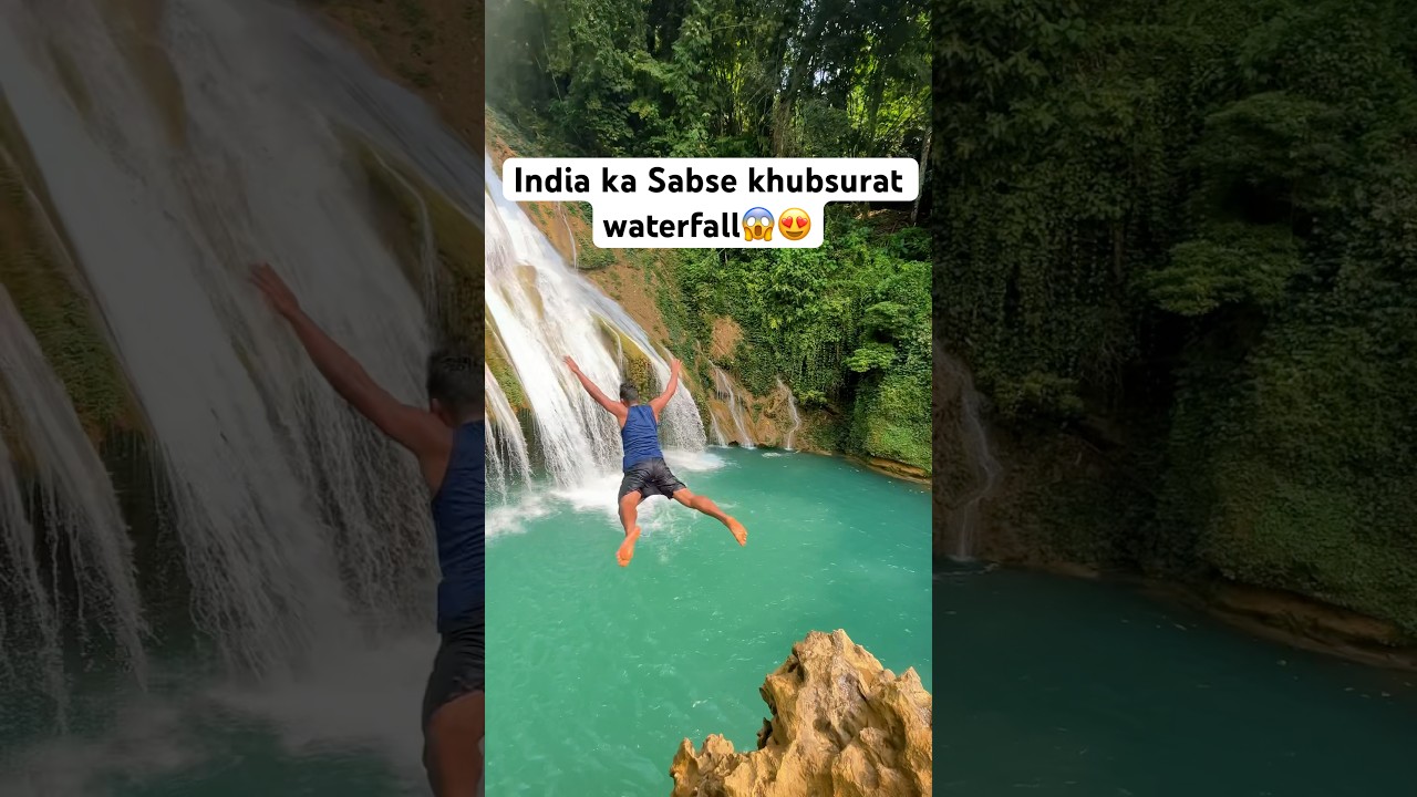 India ka Sabse beautiful waterfall😱😍 #shorts #youtubeshorts #meghalaya