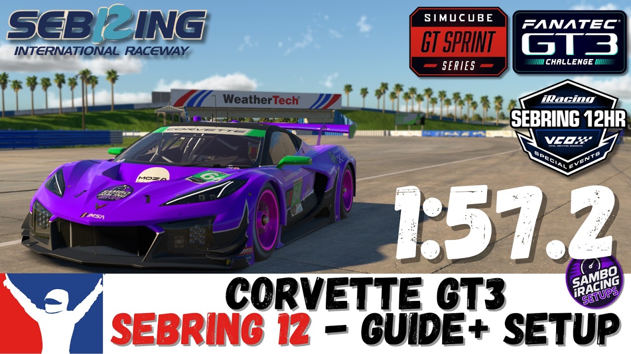 iRacing Corvette GT3 Sebring Guide 1:57.2 Corvette GT3 Sebring 12 Hour Track Guide