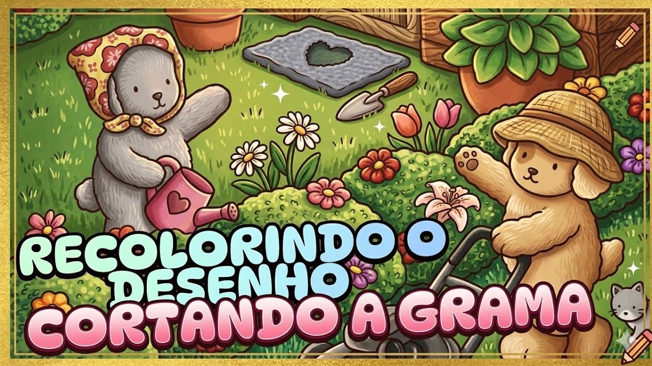 🌳Recolorindo Bobbie Goods, Do Dia para a Noite Cortando a grama.