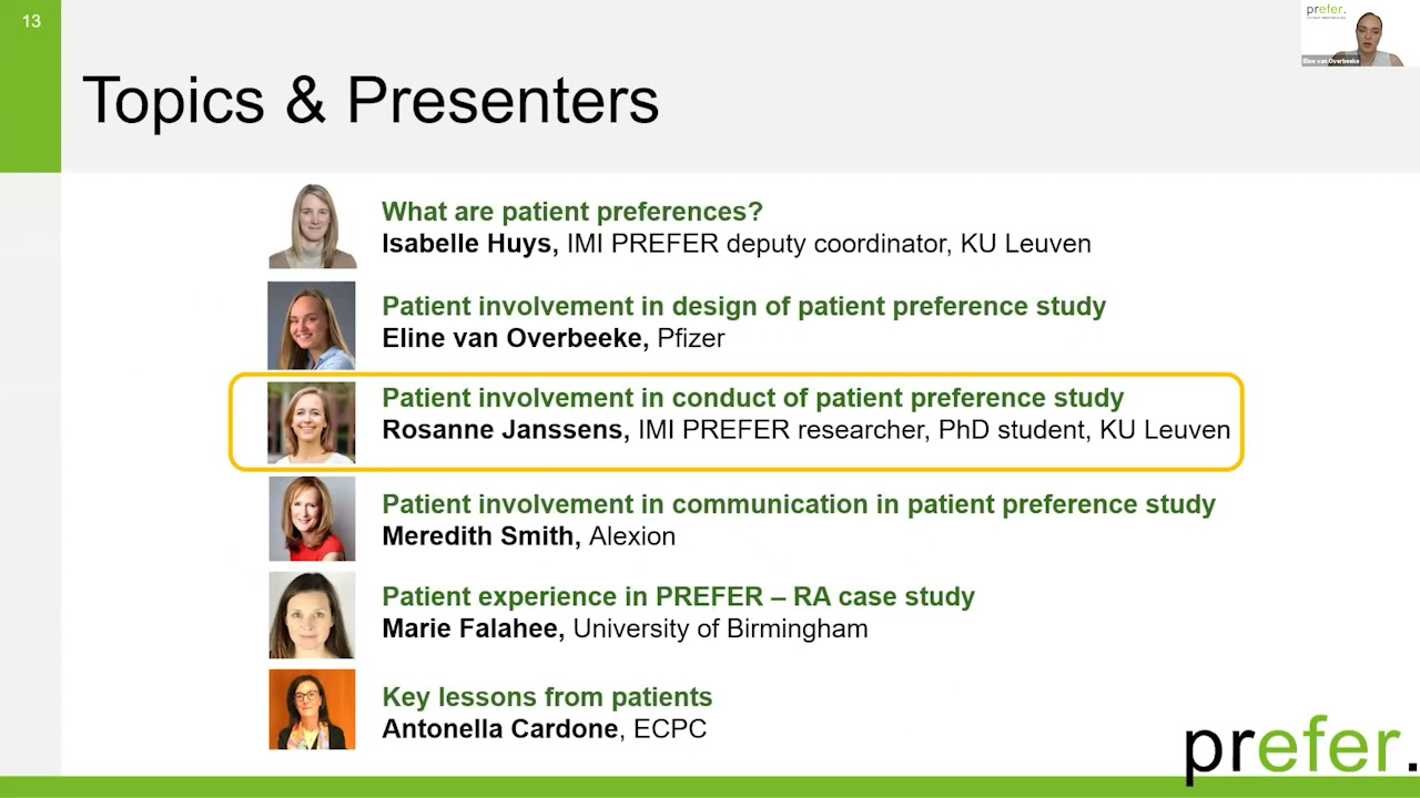 PREFER webinar on Patient involvement in patient preference studies