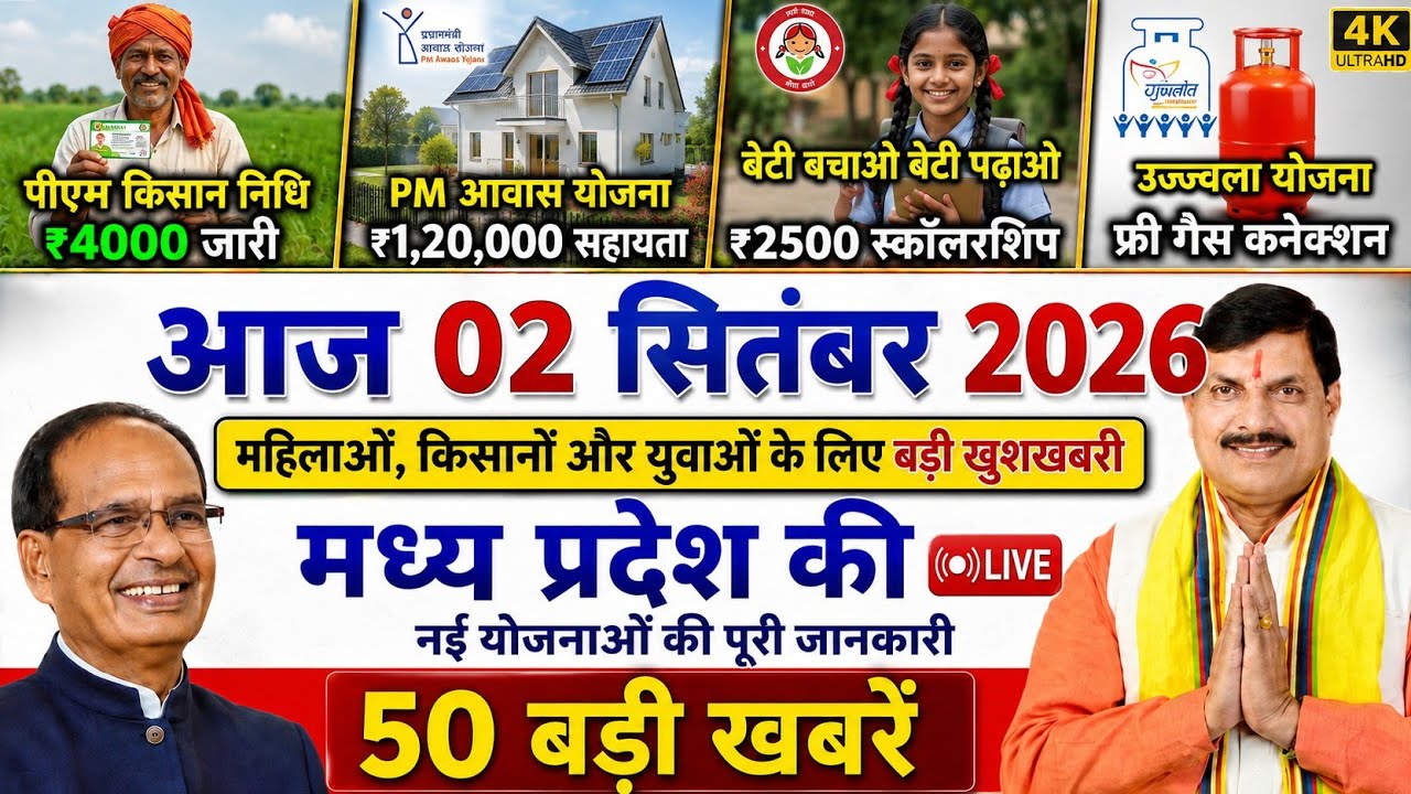 02 Septembe  2026 Madhya Pradesh News || मध्य प्रदेश समाचार || Bhopal Samachar || MP headline News