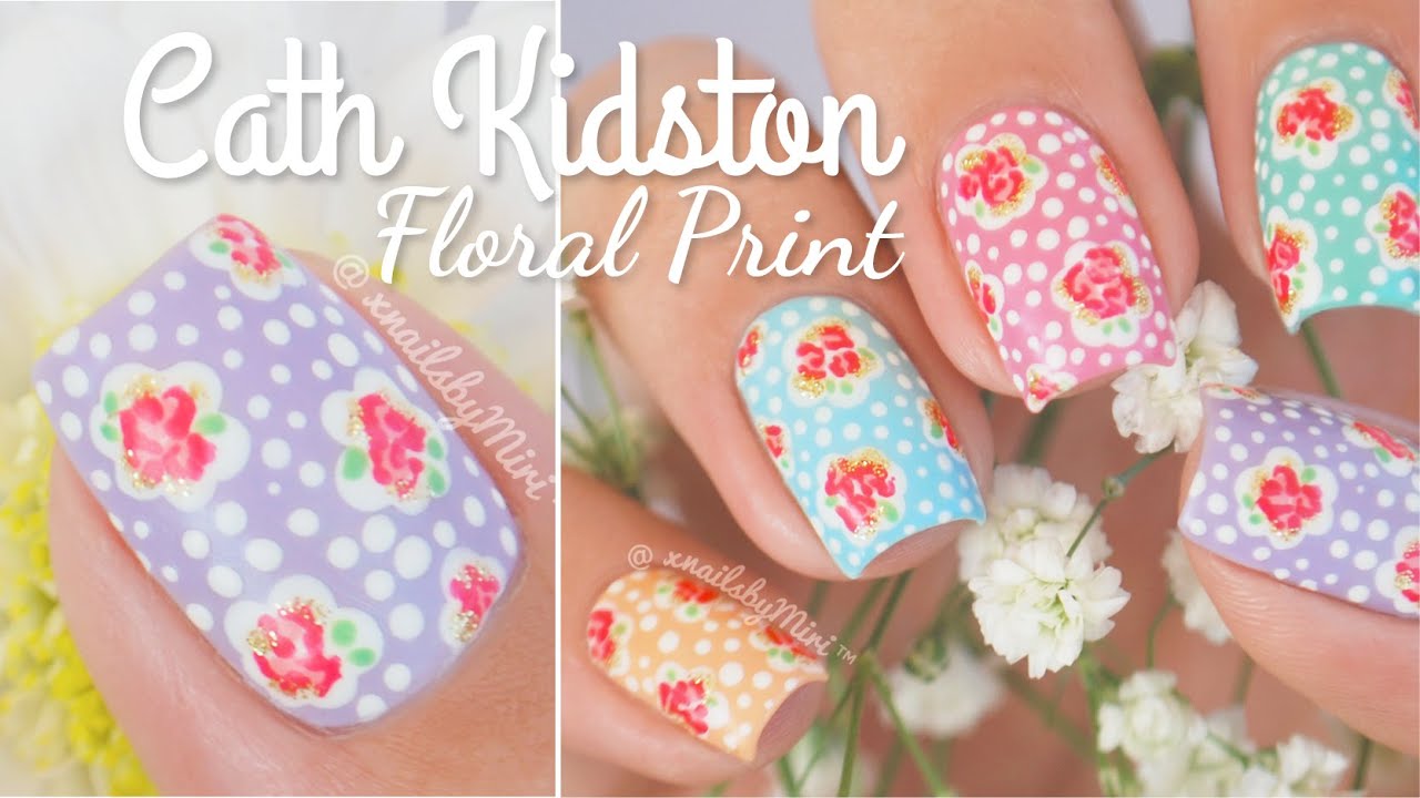 Cath Kidston Inspired Floral Print || using nail art brushes from Nailbees