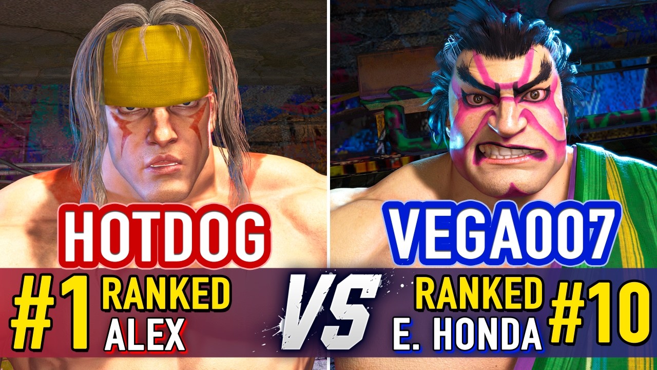 SF6 🤜 HOTDOG (#1 Ranked Alex) vs VEGA007 (#10 Ranked E.Honda) 🤛 SF6 High Level Gameplay