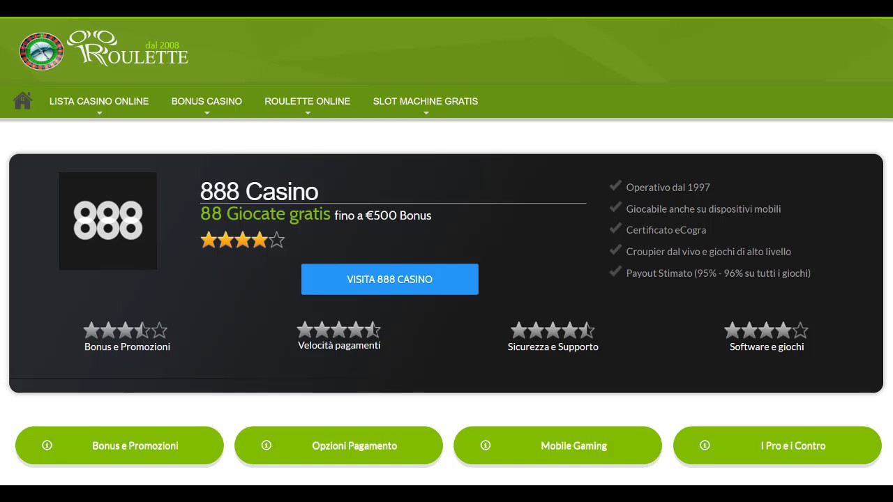 888 Casino Online - Recensione by 00roulette.com