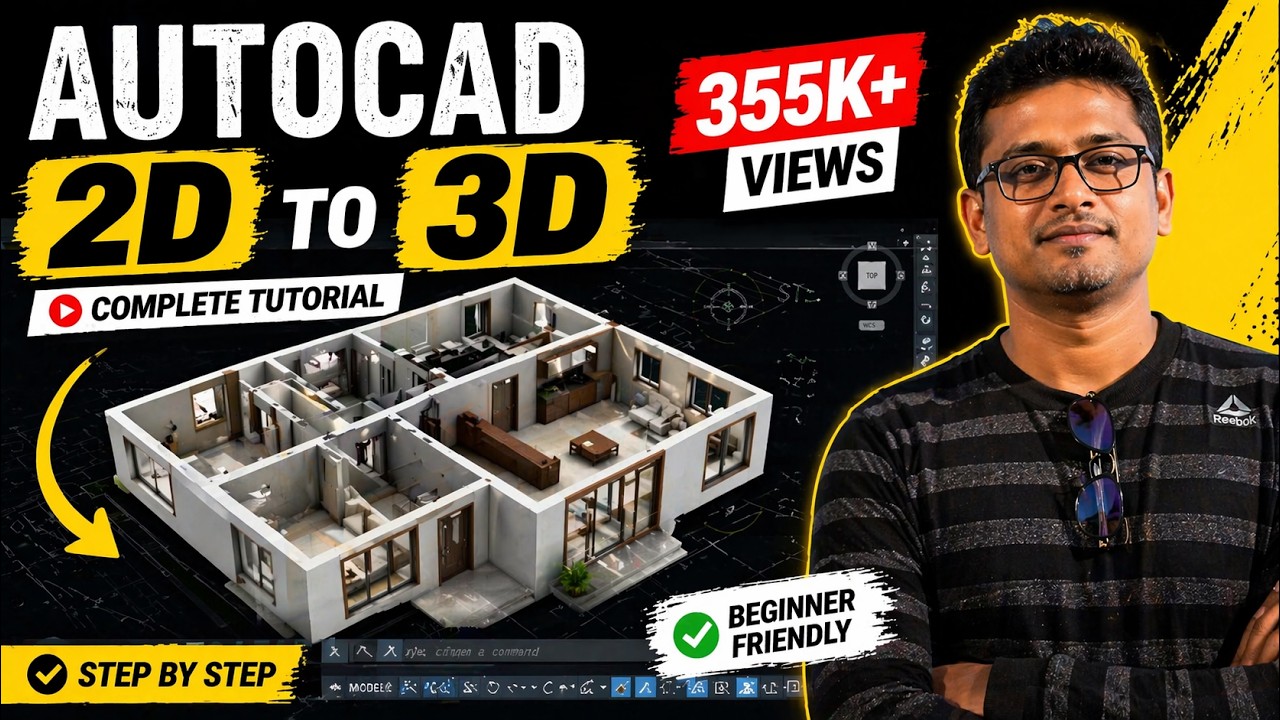 AutoCAD House Design (3D)- Part 2- AutoCAD 2D to 3D conversion (2021)