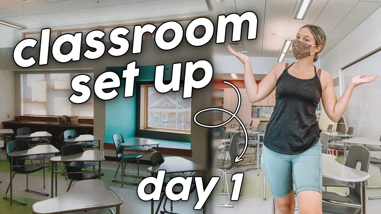 CLASSROOM SET UP VLOG DAY 1 | First Year Teacher