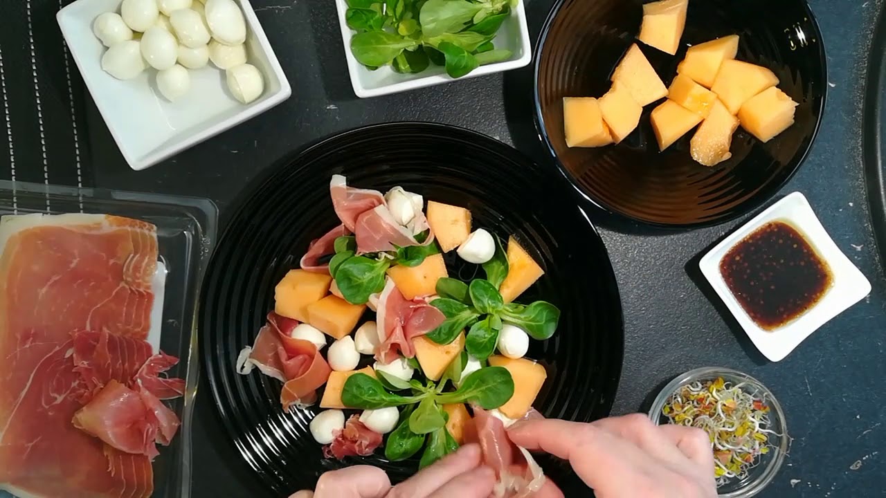 Melon and Serrano ham salad