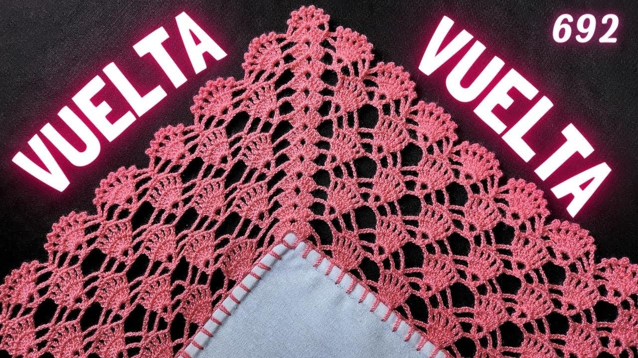 Hermosa puntilla de conchitas a vuelta y vuelta ideal para mantel y muy rápida de tejer 💜 692