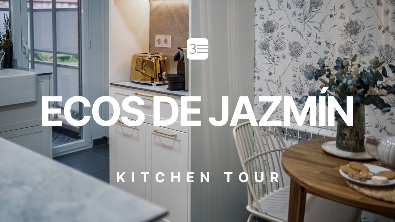 KITCHEN TOUR | ECOS DE JAZMÍN: Una Cocina Clásica y Moderna en Forma de L con Papel Pintado.